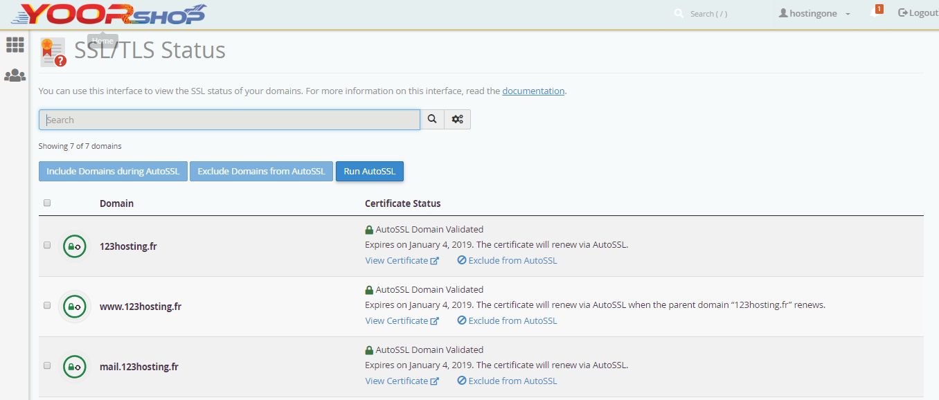 Let's encrypt cPanel